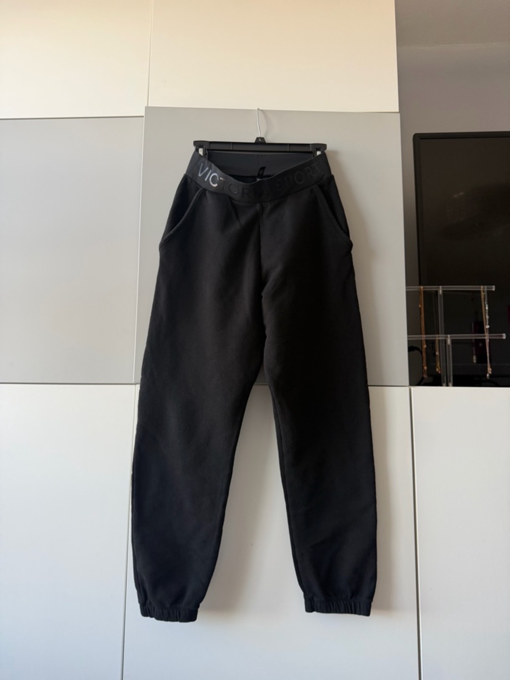 Victoria's Secret Black Elastic Logo Waistband Jogger Sweatpants